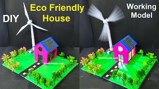 eco friendly house working model science project exhibition  diy  wind turbine  howtofunda [upl. by Lovering]