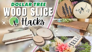 Grab Dollar Tree Wood Slice For These Genius DIYS 👉 Under 5 Minute RUSTIC Decor [upl. by Durr]