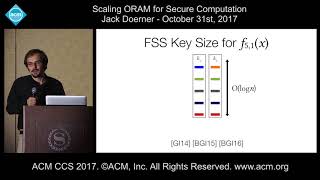 ACM CCS 2017  Scaling ORAM for Secure Computation  Jack Doerner [upl. by Babara797]