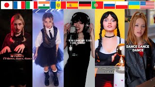 Lady Gaga Bloody Mary on 14 Languages  Wednesday Dance Song TikTok Covers Compilation wednesday [upl. by Cirenoj]