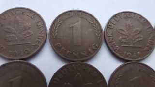 1 Pfennig Münzen aus den Jahren 1948 und 1949 in HD [upl. by Ravilob521]