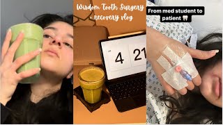 Wisdom tooth removalsurgery UK  postop recovery  story time what I eat in a week tips [upl. by Avrit]