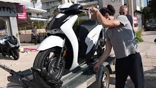 Unboxing HONDA SH150 white scooter 2024 [upl. by Enelyahs979]