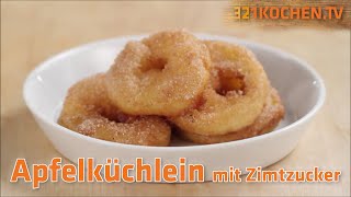 Gebackene Apfelküchlein selber machen  Rezept für Apfelringe Apfelküchle mit Zimt und Zucker [upl. by Gingras760]