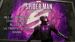 SpiderMan PS4  All Screwball Challenges Guide All 3 DLCs Ultimate  Gold Rank [upl. by Nivre]