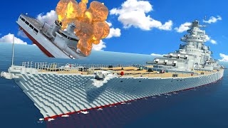 We Used a Battleship to RAM and Sink Ships in Stormworks Multiplayer [upl. by Hsirehc]