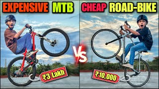 MTB VS ROAD BIKE  Epic Stunt Challenge [upl. by Dian548]