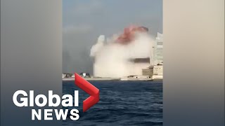 Beirut explosion Diver captures moment of blast as seen from the water [upl. by Monjan]