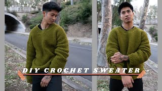 CROCHET SWEATER TUTORIAL FOR BEGINNERS  how to crochet an oversized pullover sweater EASY 💫 [upl. by Dorcas]