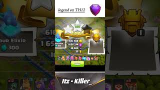 Finally legend on TH12 account shorts clashofclans coc [upl. by Hinze98]