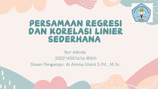 Persamaan garis regresi linear sederhana  Statistik Inferensial [upl. by Hedley]