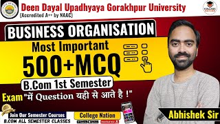 Business Organisation  Lec  1  most important mcqs  Bcom 1st Semester Exam  For DDU [upl. by Tempa]