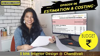 Ep 6 Interior Design Estimation and Costing Budget Template Excel  3bhk at Chandivili [upl. by Adiasteb94]