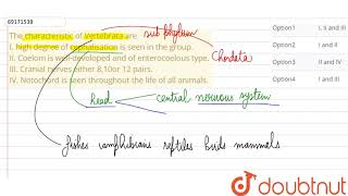 The characteristic of Vertebrata are I high degree of cephalisation is seen in the group [upl. by Arten]