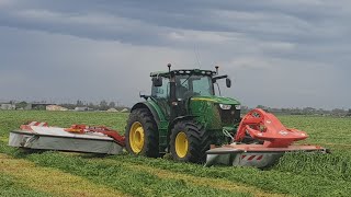 Fauche 2019  JOHN DEERE 6170r   KUHN 6m [upl. by Nannaihr]