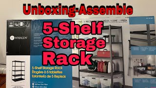 Unboxing Assemble a Whalen 5Shelf Storage Rack From Costco [upl. by Darahs]