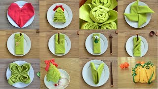 12 Fancy Napkin Folds  Easy Napkin Folding Tutorials  Year in Review  Episode 13 [upl. by Stoat]