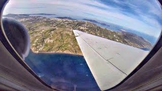 Volotea Boeing 717  Full flight Santorini  Athens  Amazing SOUND  Gopro WingEngine View [upl. by Anauqed]