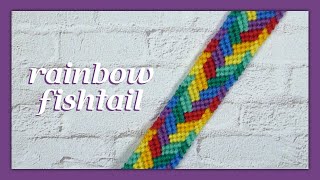 Rainbow Fishtail Friendship Bracelet Tutorial CC [upl. by Lejna652]