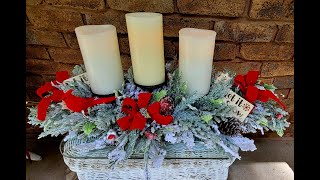 diy holiday centerpiece with candles Realistic christmas evergreen table arrangement [upl. by Squier]