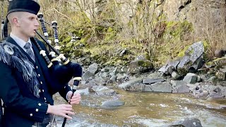 Bagpipes Maries Wedding beside a beautiful River [upl. by Attevad]