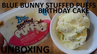 Unboxing Blue Bunny Stuffed Puffs Birthday Cake Frozen Dairy Dessert [upl. by Lavotsirc]