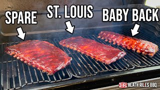 BBQ Rib Comparison Spare vs St Louis vs Baby Back  Trim Cooking Tips and Taste Test [upl. by Hausner]