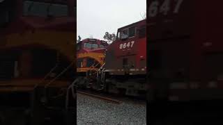 3 ENGINE LEAD CP 8140 KCS 4609 CP 8647 lead CPKC 2230 train shorts railfans [upl. by Holihs]