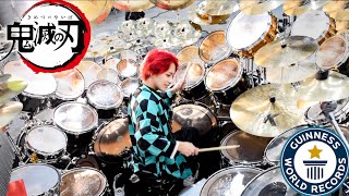 世界一巨大なドラムで『紅蓮華』叩いてみた 【鬼滅の刃 OP】the largest drum sets in the world [upl. by Sabanrab673]