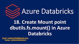 18 Create Mount point using dbutilsfsmount in Azure Databricks [upl. by Shaughn]