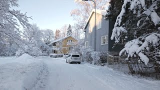 4K Freezing Crunchy Snow ❄️ Beautiful SnowCovered Sunny Winter Day Walk in Helsinki Finland [upl. by Nnateragram374]