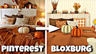 BUILDING A FALL THEMED BEDROOM from Pinterest On Bloxburg 🍁 [upl. by Gnehc]