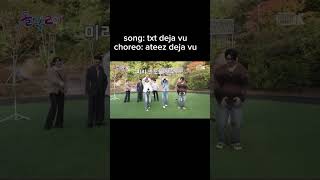 ateez dancing to txt deja vu 🕺 kpopshorts ateez txt txtdejavu ateezdejavu matz [upl. by Bonnice]