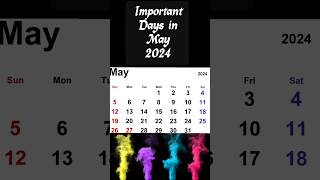 May 2024Important Days in May 2024 May International DaysMay National Days [upl. by Gris]