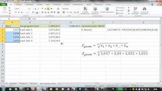 Excel  GEOMITTEL  geometrisches Mittel [upl. by Aerdnna729]