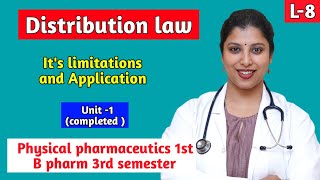 Distribution law ll Limitations amp application ll Physical pharmaceutics 1st ll B Pharmacy [upl. by Theda]