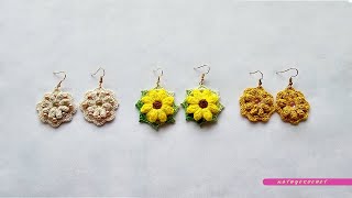 ¡¡MUY FÁCIL Y RÁPIDO  Aretes de Girasol a Crochet [upl. by Bronny]