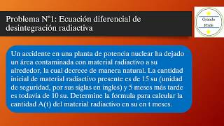 Problema 1 Ecuación diferencial de desintegración radiactiva [upl. by Swirsky]