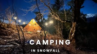 Manali Camping in tent with chimney during fresh snowfall  Camping life vlog in hot tent [upl. by Enimrac452]