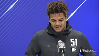 Minkah Fitzpatrick talks at NFL Combine [upl. by Atoked994]