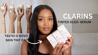 TESTEI O NOVO SKIN TINT DA CLARINS Tinted OleoSerum✨ Pele Negra [upl. by Wileen]