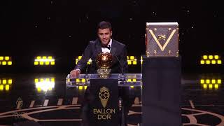 Rodri quotI was a kid watching Messi amp Cristiano lifting this kind of trophies every yearquot｜Ballon dOr [upl. by Zennie]