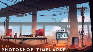 Fuel  Photoshop Timelapse  Scifi Concept Art [upl. by Gotthelf]