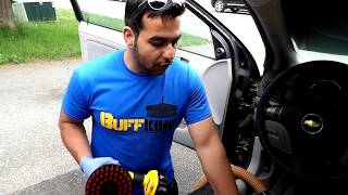 HOW TO CLEAN UPHOLSTERY CAR SEAT W BUFF KING BRUSH [upl. by Antebi]