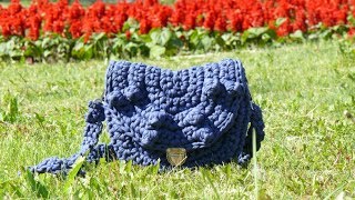 Сумка Кросс боди из трикотажной пряжи Вязание крючком Crochet Crossbody Bag of T Shirt yarn Tutorial [upl. by Yoj]