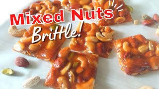 MIXED NUTS BRITTLE  SUPER EASY CARAMELIZED NUTS  ONLY 3 INGREDIENTS [upl. by Dirtsa426]