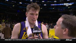 Dalton Knecht reacts to his electric 37point performance vs Jazz  NBA on ESPN [upl. by Sacram475]