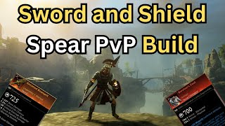 Sword and Shield Spear PvP Build New World Aeternum with PvP zone gameplay [upl. by Enialed]