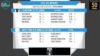 Claremont CC 1st Grade v Weily Park KLM Kings CC 1st Grade [upl. by Legnaros892]