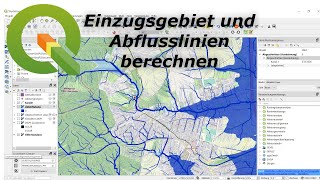 Hochwasserrisiko ermitteln  Wassereinzugsgebiet Überschwemmungsgebiet berechnen QGIS  Hydrology [upl. by Ailido118]